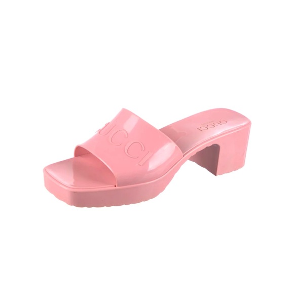 Gucci Pink Rubber Sandals - Picture 1 of 5